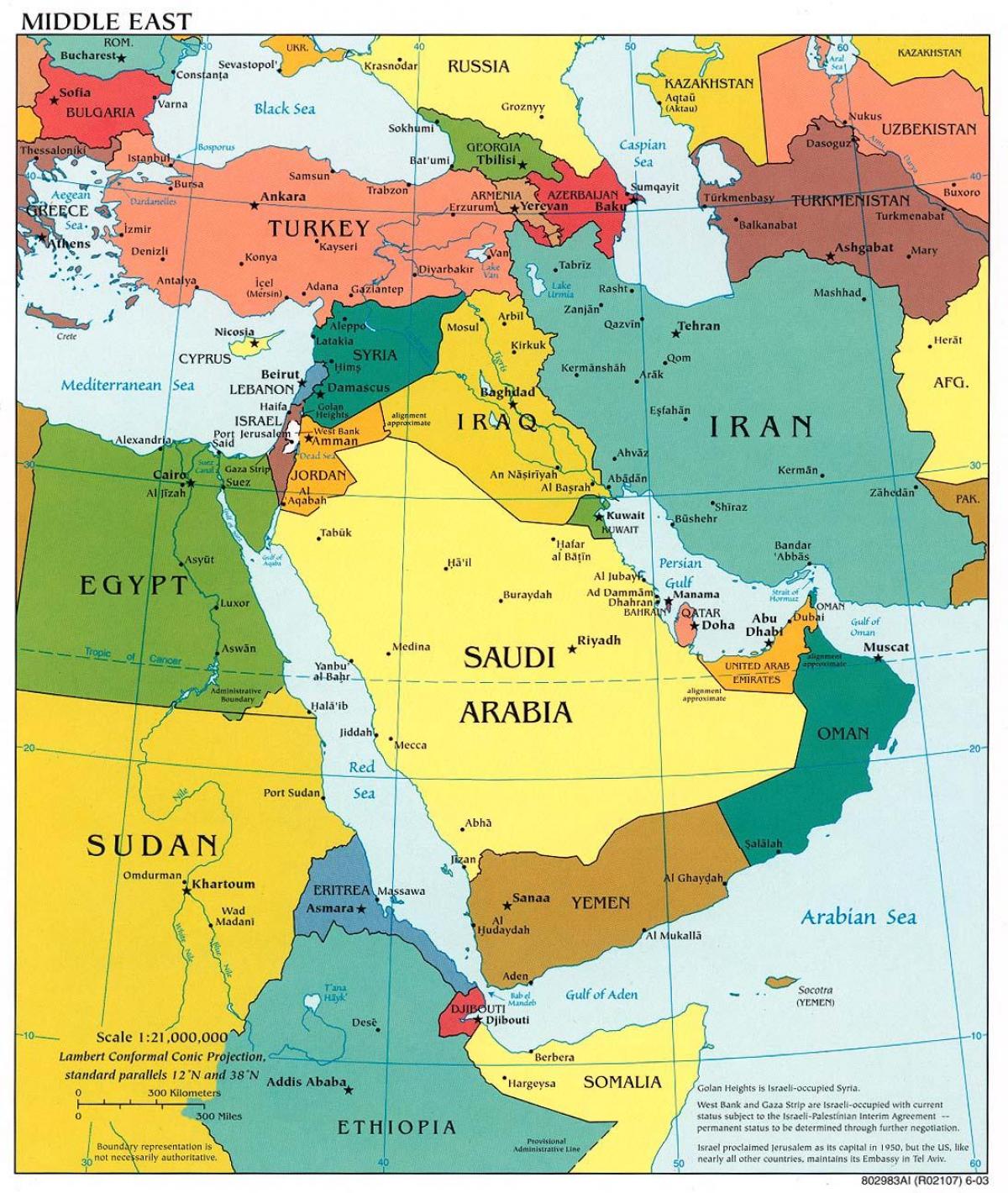Bahrain i mellanöstern karta