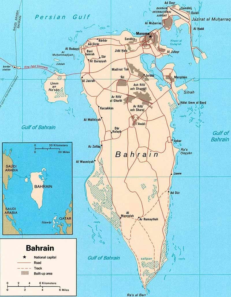 karta över Bahrain färdplan locator