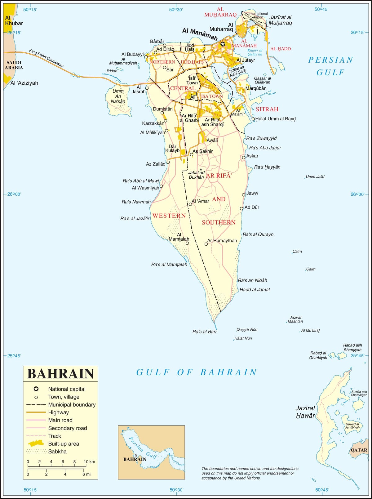 Bahrain politiska karta