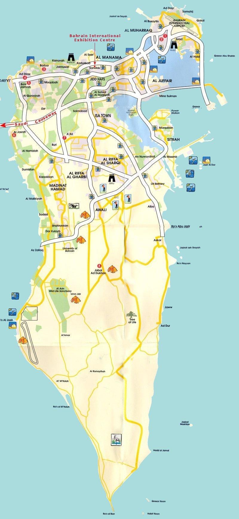 karta över Bahrain turist
