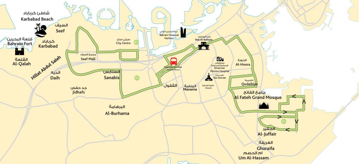 karta över city center Bahrain