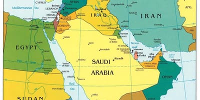 Bahrain i mellanöstern karta